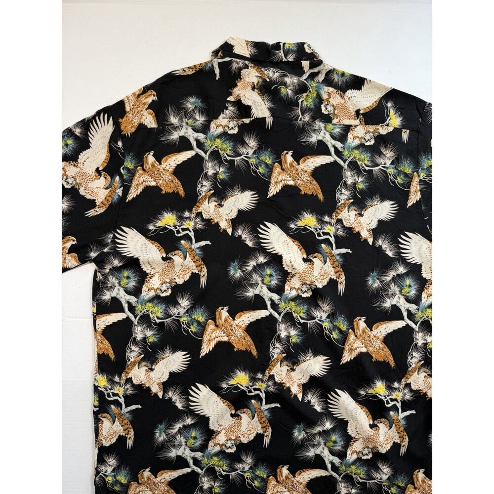 Monticello Hawaiian Shirt Mens XL Black Bird Print Rayon Short Sleeve Aloha - Picture 10 of 10